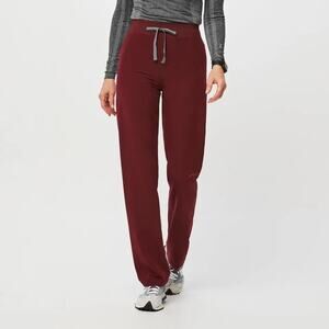 Figs TALL Women's Burgundy Maroon High Waisted Livingston Basic Scrub Pants